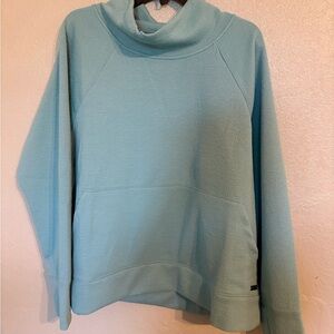 Plus Size Light Aqua Funnel Neck Pullover Sweater